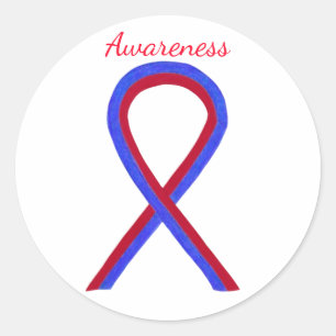 Red & Blue Awareness Ribbon Custom Decal Stickers