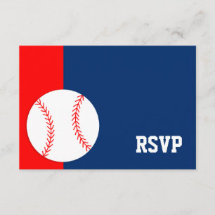 Red Blue Baseball Bar Mitzvah RSVP