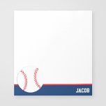 Red Blue Baseball Personalised Notepad<br><div class="desc">Traditional navy blue and red baseball notepad. This custom design is perfect for a sports fan,  player or coach. Easily personalise with a name for a unique gift.</div>