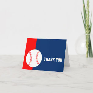 Red Blue Baseball Thank You Card