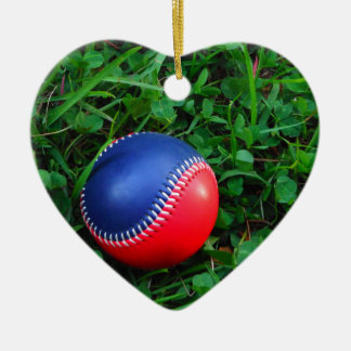 Red & Blue Baseball with White Stitching Ceramic Tree Decoration