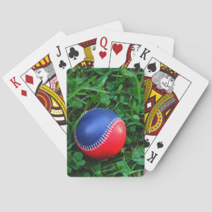 Red & Blue Baseball with White Stitching Playing Cards