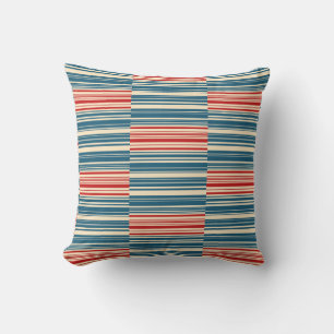 Red Blue Beige Stripes Cushion