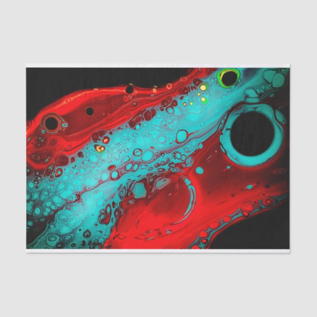 Red Blue Black Abstract, Decoupage, Bag Stuffing Tissue Paper (Front)