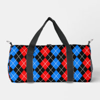 Red Blue Black Argyle Plaid Design