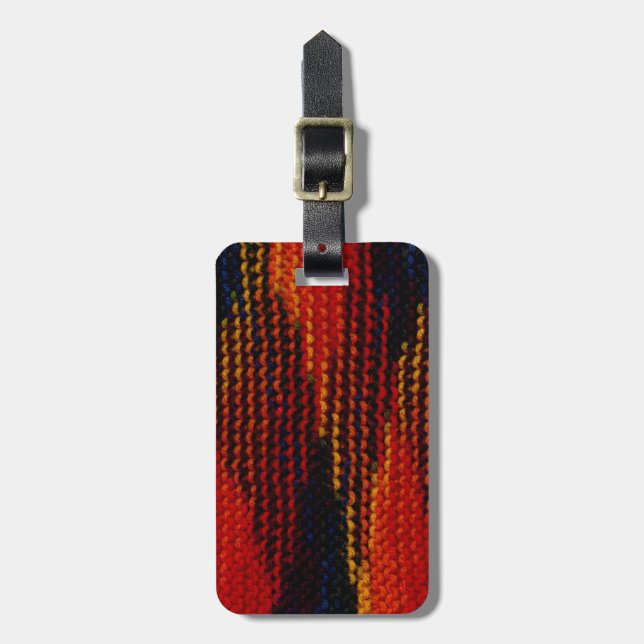 Red, Blue, Black, Yellow Knit Photo Luggage Tag (Front Vertical)