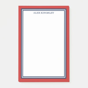 Red Blue Border Add Your Name Post-it Notes