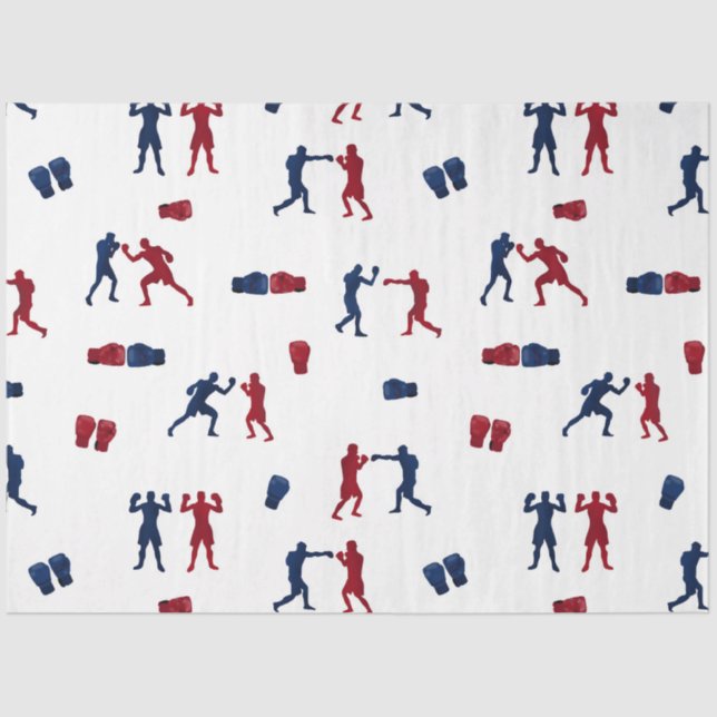 Red & Blue Boxing Gloves Boxer Pattern Tissue Paper (Front)