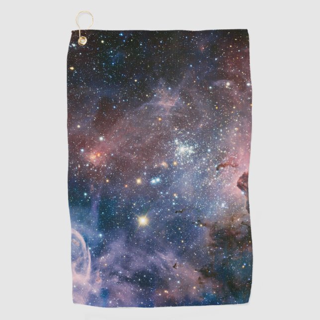 Red & Blue Carina Nebula Hubble Telescope Golf Towel (Front)