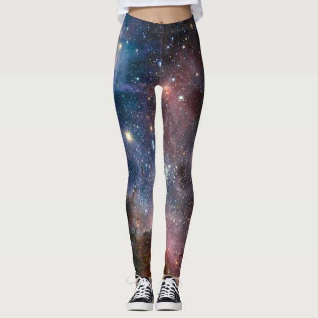 Red & Blue Carina Nebula Hubble Telescope Leggings (Front)