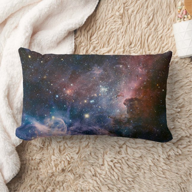 Red & Blue Carina Nebula Hubble Telescope Lumbar Cushion (Blanket)