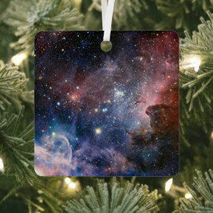 Red & Blue Carina Nebula Hubble Telescope Metal Tree Decoration