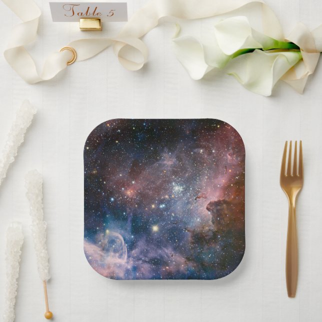 Red & Blue Carina Nebula Hubble Telescope Paper Plate (Wedding)