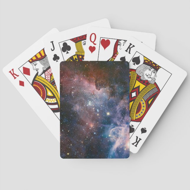 Red & Blue Carina Nebula Hubble Telescope Playing Cards (Back)