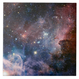Red & Blue Carina Nebula Hubble Telescope Tile