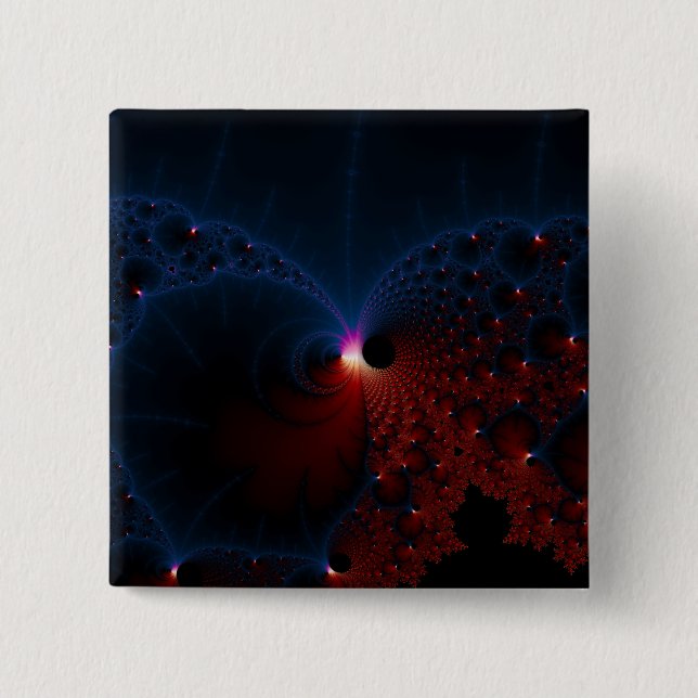Red Blue Cells Fractal Art 15 Cm Square Badge (Front)
