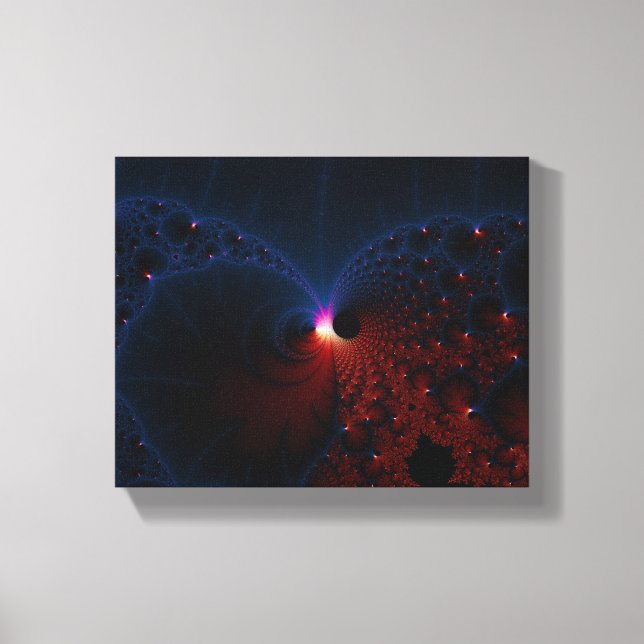 Red Blue Cells Fractal Art Canvas Print (Front)