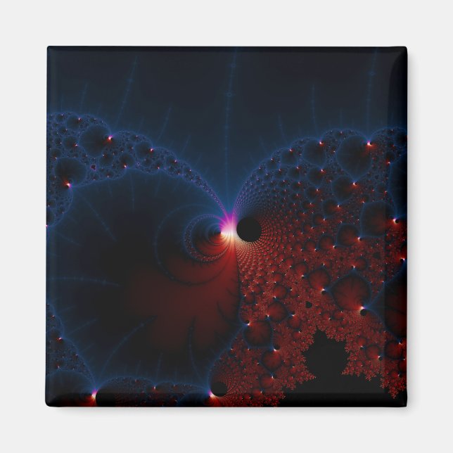 Red Blue Cells Fractal Art Magnet (Front)