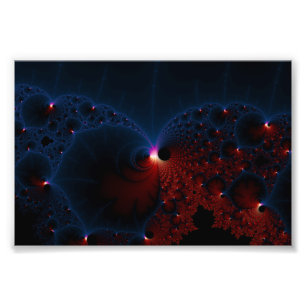 Red Blue Cells Fractal Art Photo Print
