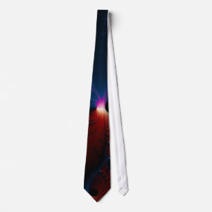 Red Blue Cells Fractal Art Tie