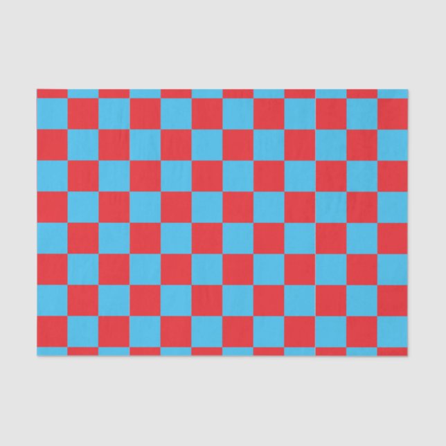 Red Blue Chequered Check Design  Tissue Paper (Front)