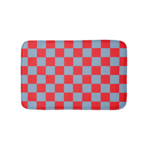 Red Blue Chequered Gingham Pattern Bath Mat
