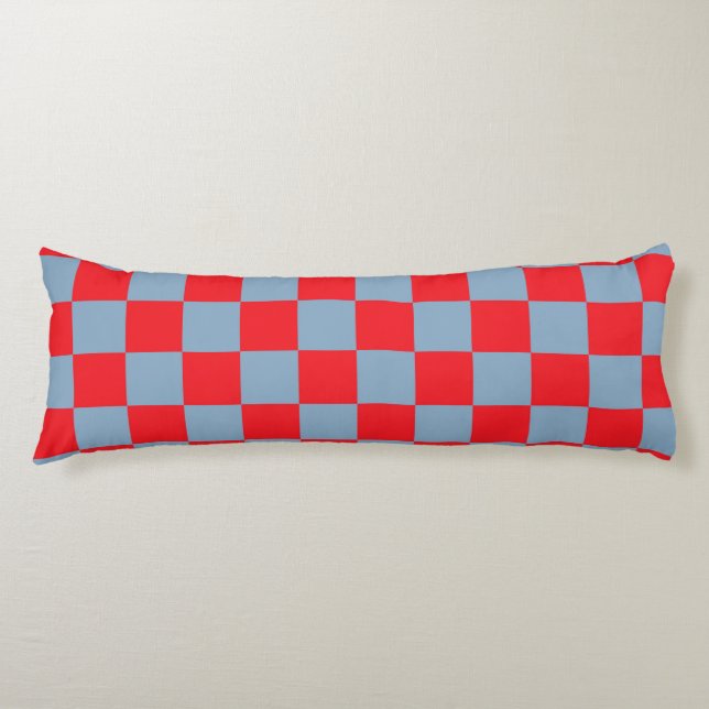 Red Blue Chequered Gingham Pattern Body Cushion (Front)