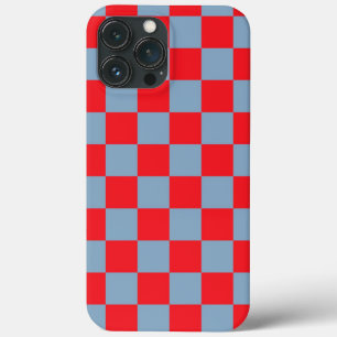 Red Blue Chequered Gingham Pattern iPhone 13 Pro Max Case