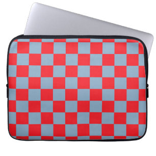 Red Blue Chequered Gingham Pattern Laptop Sleeve