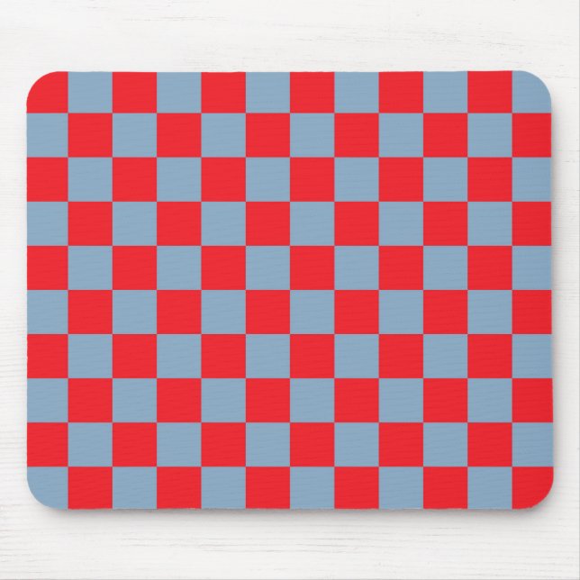 Red Blue Chequered Gingham Pattern Mouse Pad (Front)