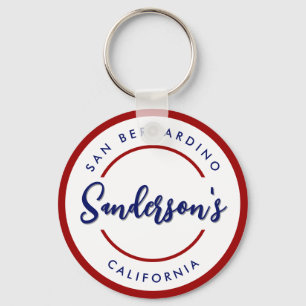 Red Blue City Town Place Location Name Circle Key Ring