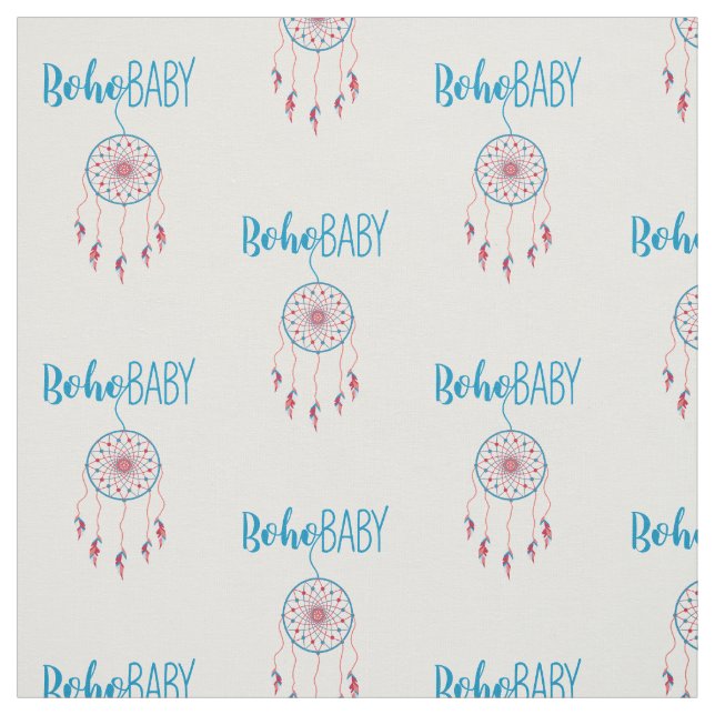Red & Blue Colorful Boho Baby Dreamcatcher Fabric (Swatch)