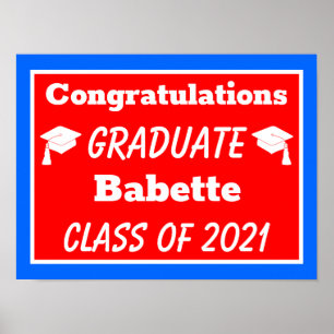 Red Blue Congratulations Graduation Poster