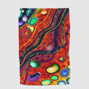 Red, Blue, Copper, Purple, Green Abstract Golf Towel