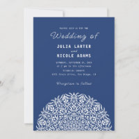 Red & Blue Coral Reef Marble Stone Mandala Wedding