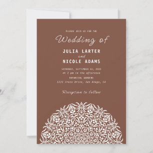 Red & Blue Coral Reef Marble Stone Mandala Wedding Invitation