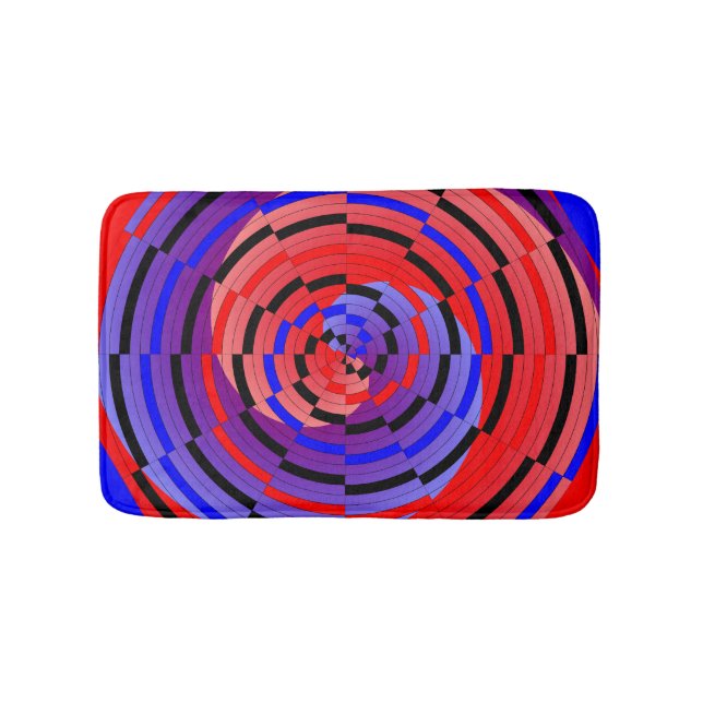 Red & Blue Counter Spiral by Kenneth Yoncich Bath Mat (Front)