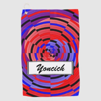 Red & Blue Counter Spiral by Kenneth Yoncich Golf Towel