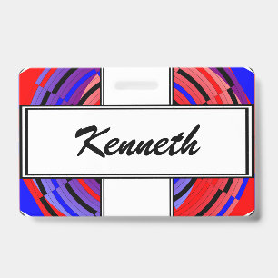 Red & Blue Counter Spiral by Kenneth Yoncich ID Badge