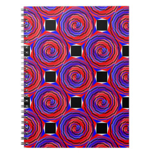 Red & Blue Counter Spiral by Kenneth Yoncich Notebook