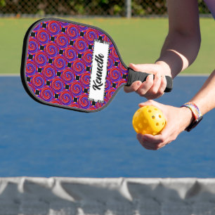 Red & Blue Counter Spiral by Kenneth Yoncich Pickleball Paddle
