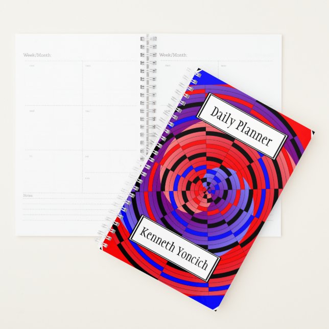 Red & Blue Counter Spiral by Kenneth Yoncich Planner (Display)