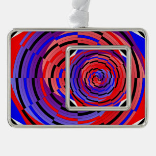 Red & Blue Counter Spiral by Kenneth Yoncich Silver Plated Framed Ornament