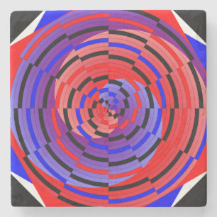 Red & Blue Counter Spiral by Kenneth Yoncich Stone Coaster
