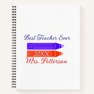 Red blue crayons best teacher ever add year name notebook