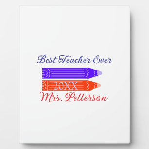 Red blue crayons best teacher ever add year name plaque