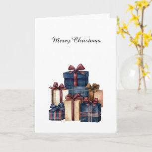 Red Blue Cream Country Christmas Gifts Card