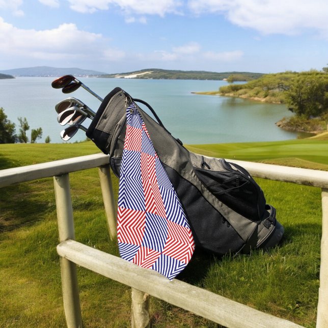 Red Blue Crossing Stripes Golf Towel (Golf Towel)