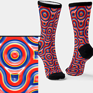 Red Blue Curved 3D Effect Socks