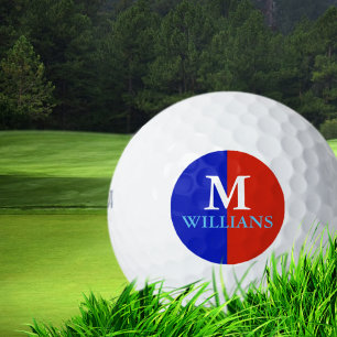 red/blue custom monogram golf balls